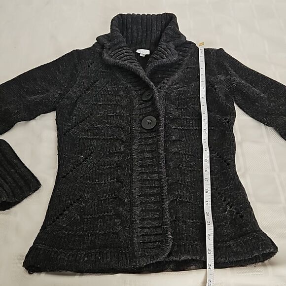 Suzy Shier Button-Down Long Sleeves Knitted Cardigan Sweater Gray Small - Picture 12 of 16